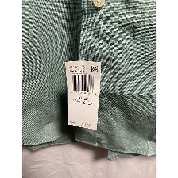 New Chaps Oxford Dress Shirt Men 15.5 32/33 Green Pinpoint Wrinkle Free Oeko-Tex - Picture 5 of 6